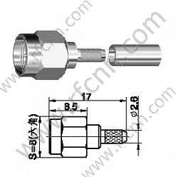 SMA זכר Crimp עבור RG174 מחבר RF