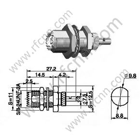 מיני UHF נקבה עבור RG178 מחבר RF