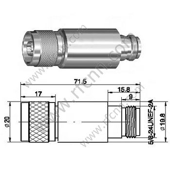 N זכר לנקבה attenuator - 30db