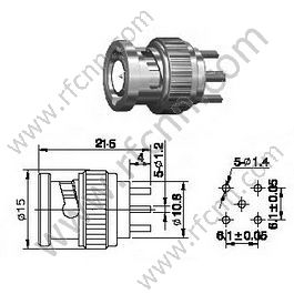 BNC זכר עבור מחבר PCB RF