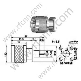 N זכר microtrip אוגן מחבר RF
