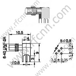 זווית נכונה SSMC עבור מחבר PCB RF