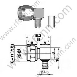 F זווית ישרה מחבר RF עבור 3C-2V