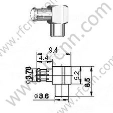 MCX זכר זווית ישרה עבור RG405 מחבר RF