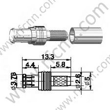 MCX זכר Crimp עבור RG174 מחבר RF