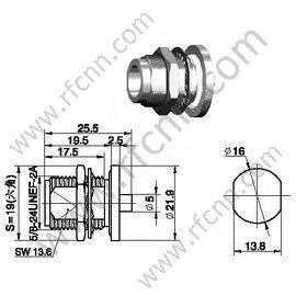 N נקבה bulkhead עבור כבל קשיח למחצה RG402 RF מחבר
