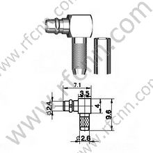 MMCX זכר Crimp זווית ישרה עבור RG174 מחבר RF