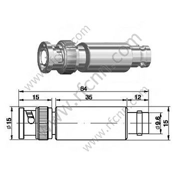 BNC זכר לנקבה attenuator - 10db 10db