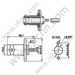 BNC Crimp נקבה אוגן הר עבור RG174 RF מחבר