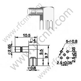 SSMB זווית נכונה עבור מחבר PCB RF
