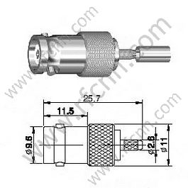 BNC Crimp נקבה עבור RG174 מחבר RF