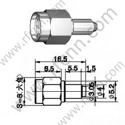SMA זכר Crimp עבור RG178 מחבר RF