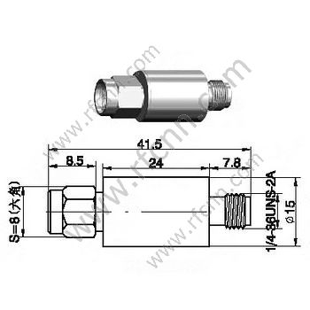 SMA זכר לנקבה attenuator - רגיל 20db