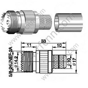 UHF נקבה Crimp עבור RG213 מחבר RF