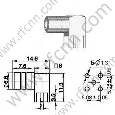 SMB נקבה זווית ישרה עבור מחבר PCB RF