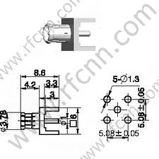 MCX זכר עבור מחבר RF PCB