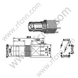 BNC נקבה עבור PCB מחבר RF