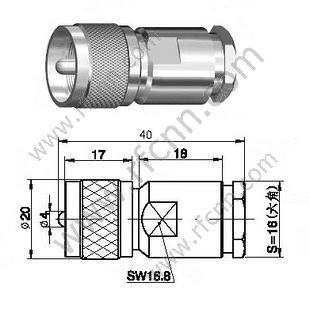 UHF זכר Clamp עבור RG213 מחבר RF
