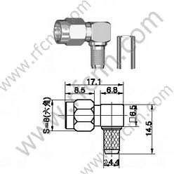 SMA זכר Crimp זווית ישרה עבור RG223 מחבר RF