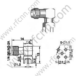 SMA נקבה זווית ישרה עבור מחבר PCB RF