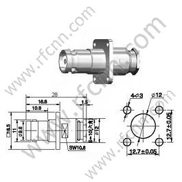 BNC נקבה Clamp אוגן עבור מחבר RG174 RF