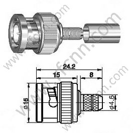 BNC זכר עבור מחבר RF RG58