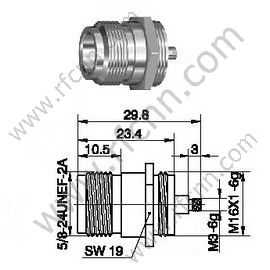 N נקבה bulkhead mount מחבר RF