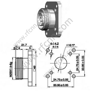 דין 7/16 נקבה מיקרוססטריפ אוגן 46mm מחבר RF