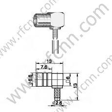SMB זכר זווית ישרה עבור RG174 RF מחבר