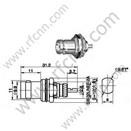 BNC Crimp נקבה פאנל הר עבור RG178 מחבר RF