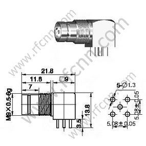 1.6 / 5.6 זווית נכונה עבור מחבר PCB RF