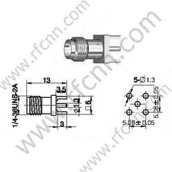 SMA נקבה עבור PCB מחבר RF