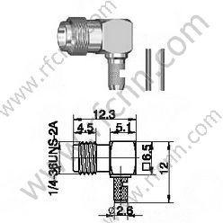SMA נקבה Crimp זווית ישרה עבור RG58 מחבר RF