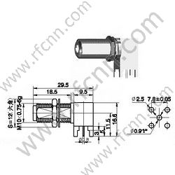 F נקבה זווית ישרה עבור מחבר PCB RF