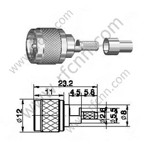 מיני UHF זכר עבור RG174 מחבר RF