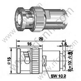 BNC זכר Clamp עבור RG58 RF מחבר