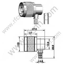 זן זכר זווית עבור מחבר RG58 RF