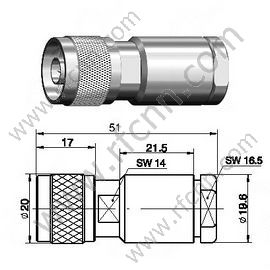 N Clamp זכר עבור LMR400 מחבר RF