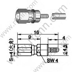 SSMC זכר Crimp עבור RG178 מחבר RF