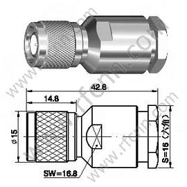 TNC זכר Clamp עבור RG213 מחבר RF