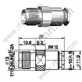 TNC נקבה Clamp עבור RG58 מחבר RF