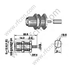 מיני UHF נקבה עבור RG174 מחבר RF