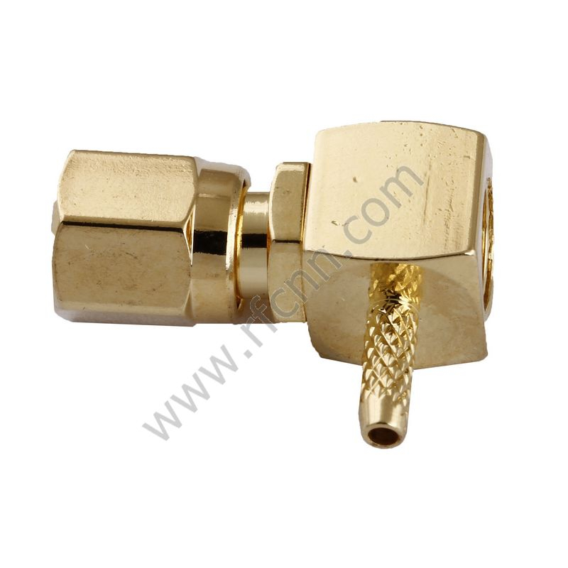 SMC נקבה זווית ישרה Crimp עבור מחבר RG178 RF
