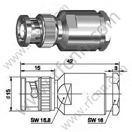 BNC זכר Clamp עבור RG213 מחבר RF