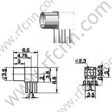 MMCX נקבה זווית ישרה עבור מחבר PCB RF