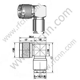 זכר זכר זווית ישרה עבור RG214 מחבר RF