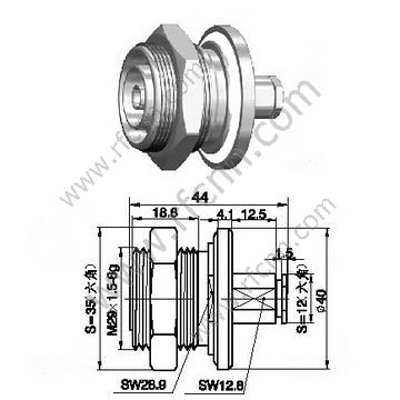 DIN 7/16 Bulkhead פאנל הר נקבה עבור RG58 מחבר RF