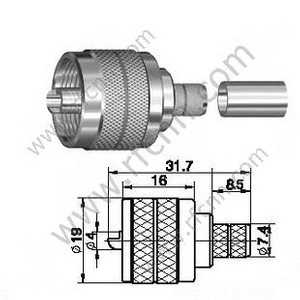 UHF זכר Crimp עבור LMR300 מחבר RF
