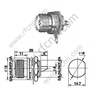 UHF נקבה Bulkhead לוח Mount RF מחבר