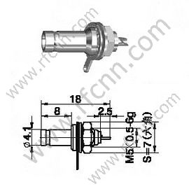 1.0 / 2.3 נקבה Bulkhead Mount מחבר RF